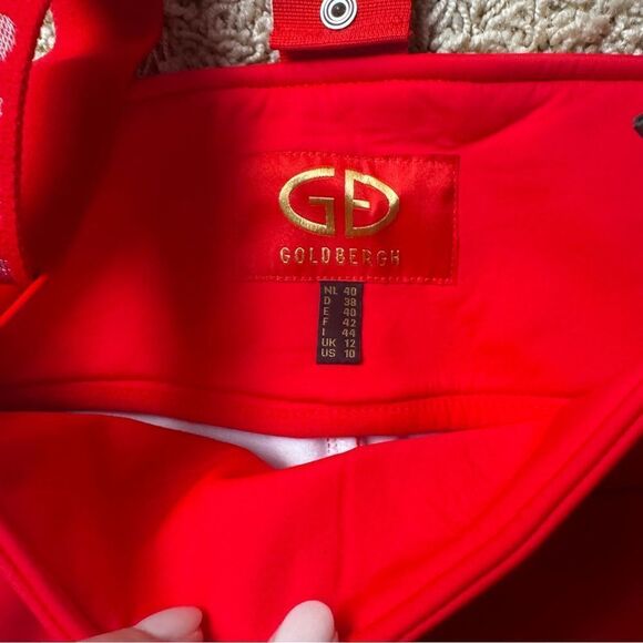 GOLDBERGH WOMEN'S HIGH END SALOPETTE SKI PANTS BIB FLAME RED NWT US 10 - Picture 5 of 9